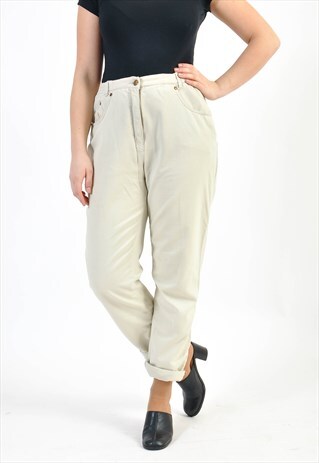 VINTAGE 90'S HIGH WAISTED BEIGE TROUSERS