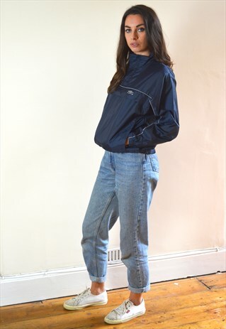 90S VINTAGE NAVY BLUE UMBRO OVERHEAD SHELL JACKET