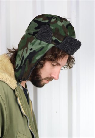 NEW CAMO WINTER TRAPPER FLEECE HAT BORG LINED