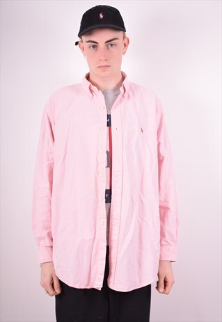 RALPH LAUREN MENS VINTAGE SHIRT LARGE PINK 90'S