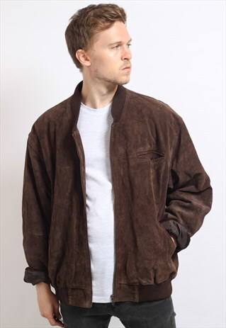 VINTAGE SUEDE OVERSIZED BOMBER JACKET