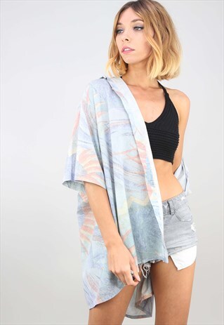 VINTAGE OVERSIZED SHORT SLEEVE PATTERNED SHIRT