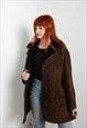 VINTAGE SUEDE LEATHER SHERPA LINED JACKET BROWN