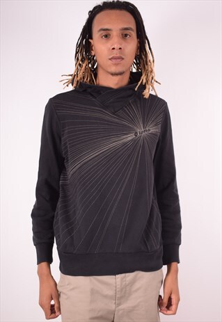 LOTTO MENS VINTAGE HOODIE JUMPER XL BLACK 90S