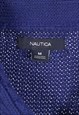 VINTAGE 90'S NAUTICA JUMPER / SWEATER KNITTED V NECK BLUE