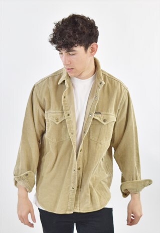 VINTAGE 90S BEIGE BROWN CORDUROY SHIRT