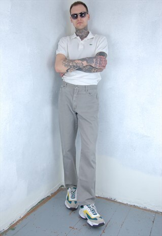 Vintage y2k denim rave jeans party trousers in light grey