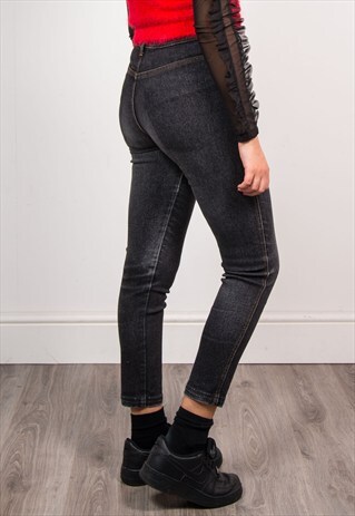 90'S VINTAGE BLACK SKINNY HIGH WAIST JEANS