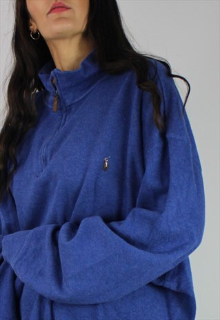 VINTAGE POLO RALPH LAUREN KNIT SWEATSHIRT W RARE MULTI LOGO