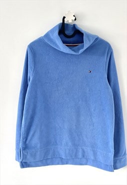 Tommy Hilfiger blue mock neck fleece jumper small 