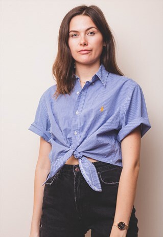 RALPH LAUREN BLUE CHECK TIE SHIRT