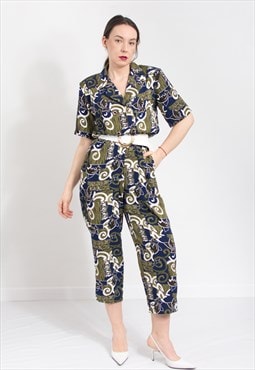 Vintage 80's jumpsuit in printed abstract pattern