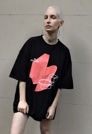 LOOSE BAGGY FIT OVERSIZE TOILET GRAPHIC TEE SHIRT TOP