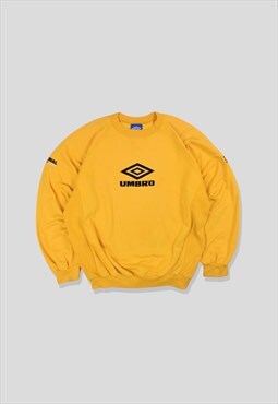 Vintage 90s Umbro Embroidered Logo Sweatshirt in Yellow