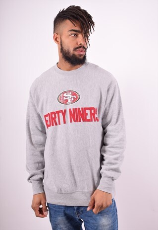NFL MENS VINTAGE SWEATSHIRT JUMPER LARGE GREY 90'S