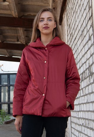 VINTAGE RETRO RED BOMBER WINTER JACKET