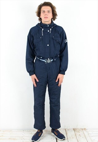 DUBA VINTAGE XS MEN UK 36 US SKI SUIT OVERALLS HOODED SNOW