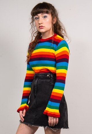 VINTAGE 90'S BLACK DENIM HIGH WAIST RAW HEM MINI SKIRT