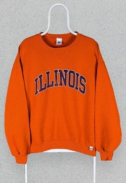 Vintage Russell Athletic Orange Sweatshirt Illinois Mens