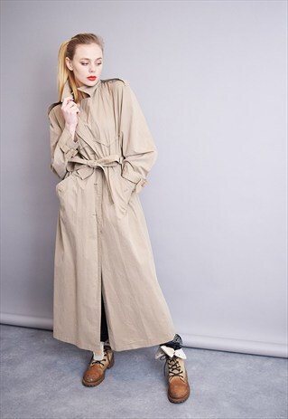 90'S RETRO OVERSIZED MINIMALIST LIGHT BROWN TRENCH COAT