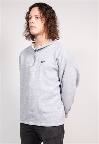 VINTAGE 90'S REEBOK GREY QUARTER ZIP SWEATSHIRT JUMPER
