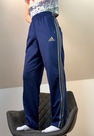 ADIDAS BLUE GOLD SPORT PANTS 80S VINTAGE RELAX HOME RETRO 90