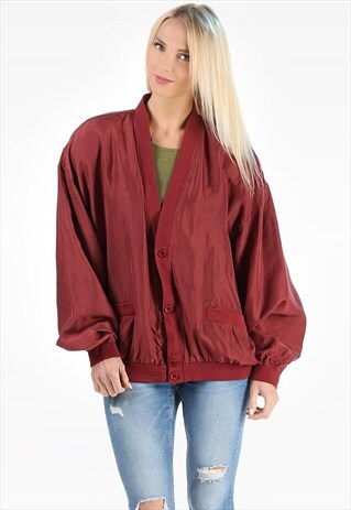 VINTAGE RED SILK BOMBER JACKET