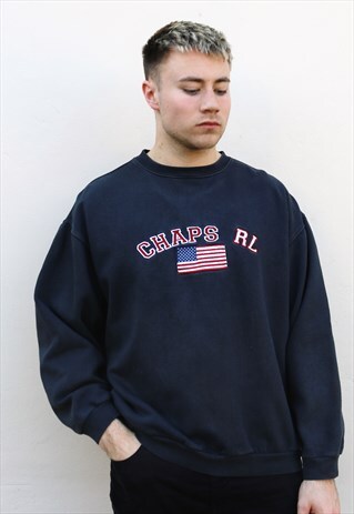 NAVY / CHARCOAL GREY CHAPS RALPH LAUREN SWEATSHIRT