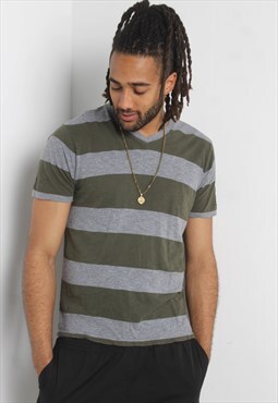 Vintage GAP 90's V Neck T-Shirt Striped Multi