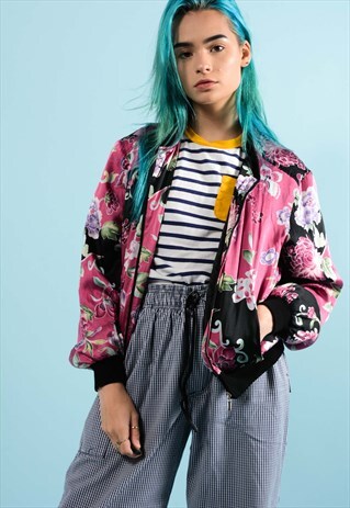 FLORAL SILK BOMBER JACKET