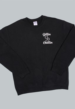 Vintage 90's Sweatshirt Black USA Jumper Medium