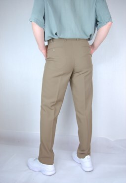 Vintage Y2K Casual Light Cream Brown Chinos Suit Trousers 