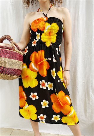 VINTAGE 90S HAWAII TROPICAL BOTANICA LILLIES MIND DRESS