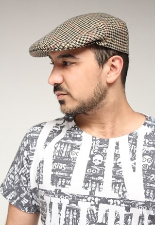 BARBOUR TWEED DOGTOOTH CRIEFF FLAT CAP