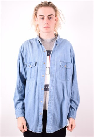 MENS VINTAGE DENIM SHIRT XL BLUE 90S