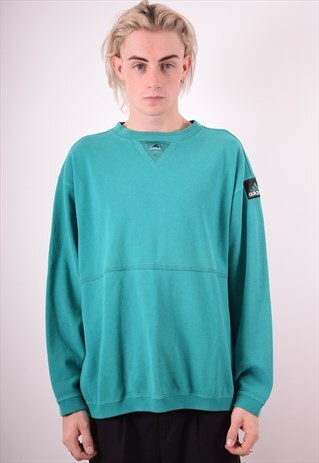ADIDAS MENS VINTAGE SWEATSHIRT JUMPER XL GREEN 90S
