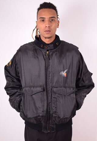 MENS VINTAGE BOMBER JACKET XL BLACK 90S