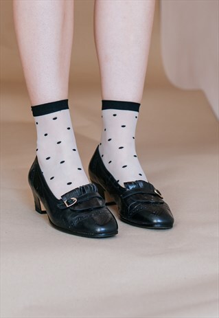 VINTAGE 80S BLACK LEATHER FLATS