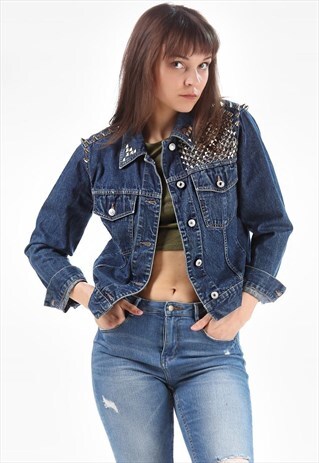 SPIKED JEAN JACKET STUDDED DENIM