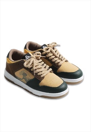 SKATE SHOES LOW-TOP SNEAKERS PRINT WAVE IN BROWN