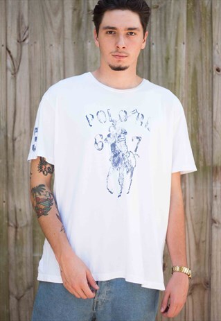 VINTAGE POLO RALPH LAUREN T-SHIRT LOGO 90S XL 6.1