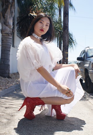 RED PATENT HIGH HEEL PROVOCATEUR SHOES