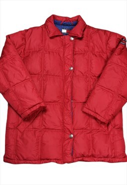 90's Tommy Hilfiger Puffer Jacket In Red Size UK 16
