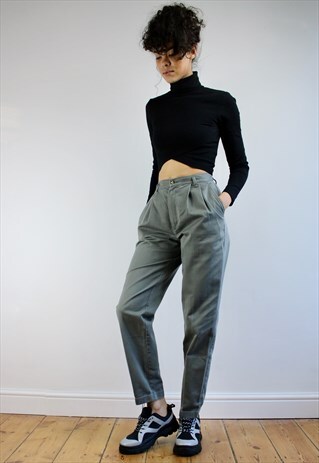 VINTAGE 80S CROPPED HIGH WAISTED TROUSERS