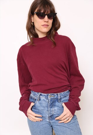 VINTAGE 90S MAROON POLO HIGH TURTLE NECK TOP