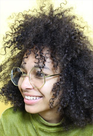 GOLD CLEAR LENS OCTAGON GLASSES