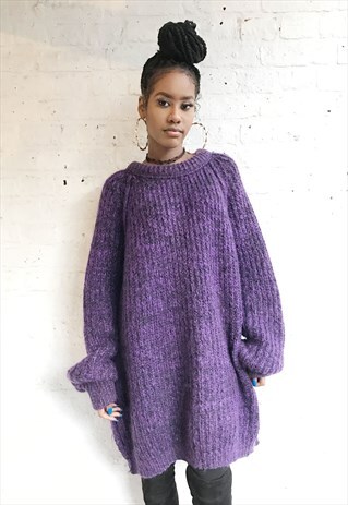 OVERSIZE DARK PURPLE JUMPER DRESS (1990'S/LADIES)