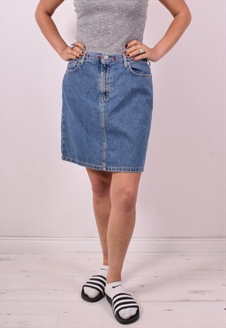 TOMMY HILFIGER WOMENS VINTAGE DENIM SKIRT W30 BLUE 90S