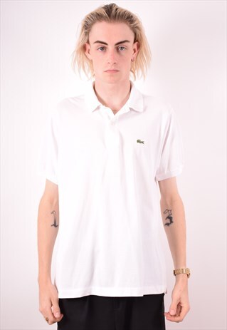 LACOSTE MENS VINTAGE POLO SHIRT MEDIUM WHITE 90S
