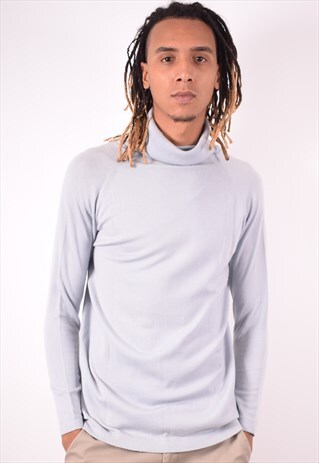 ROCCOBAROCCO MENS VINTAGE JUMPER SWEATER MEDIUM BLUE 90S